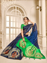 Navy Blue Banarasi Art Silk Woven Saree